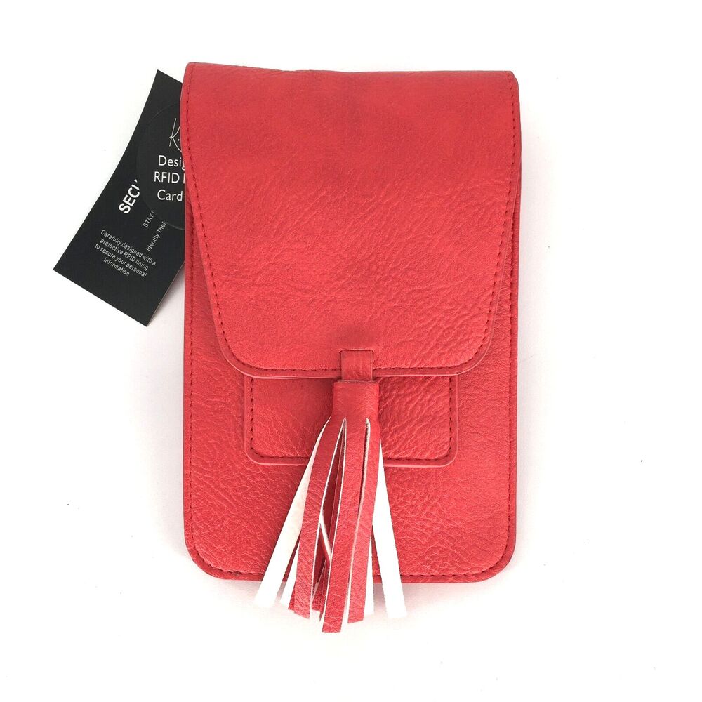 K Carroll RFID Secure Style Poppy Red Crossbody Purse Wallet Pouch 5x7 NWT